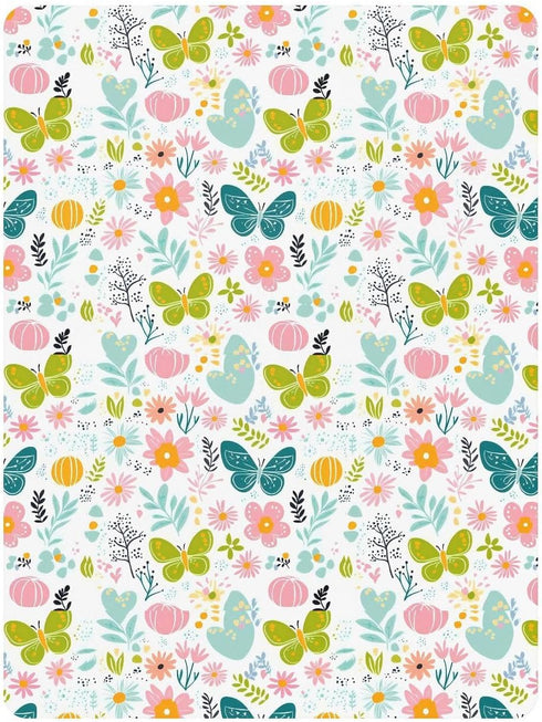 miaozhen 1 Pack 52x28 Cotton Baby Crib Sheets for Boys Girls Soft Comfy Little Fresh Safaris Butterfly Floral Muslin
