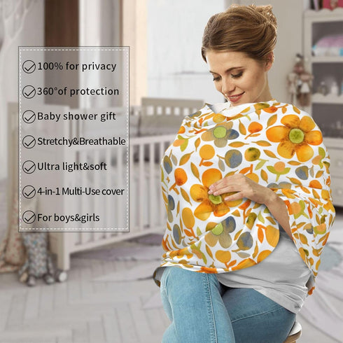 Schgap Flowers Orange Baby Car Seat Covers Canopy, Nursing Cover Breastfeeding Baby Carrier Covers Carseat Canopy