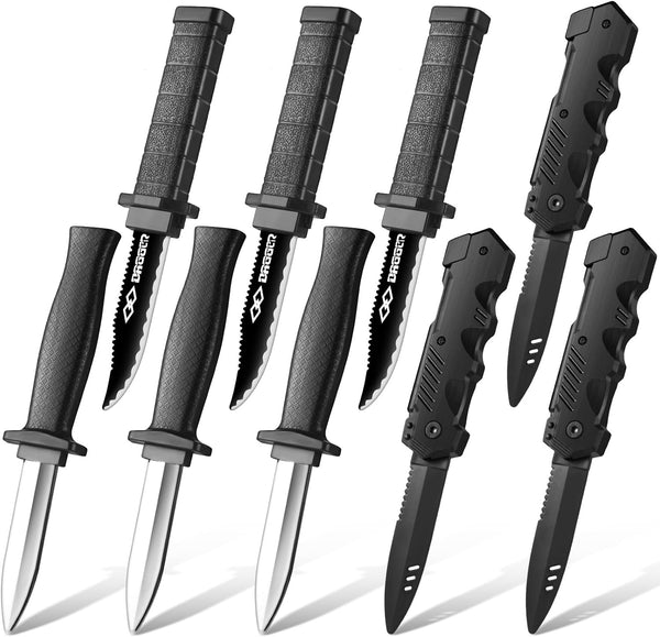 9 Pack Retractable Fake Knife Halloween Props, 9 Pcs Style A with Plastic Blades