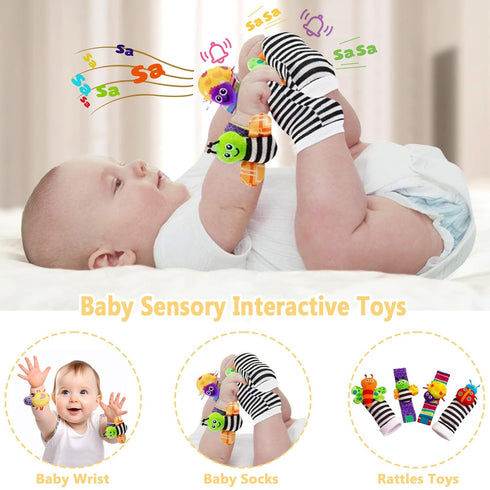 JWEX Baby Shower Gifts - Baby Gift Basket Baby Wrist Rattle Socks Portable Diaper Changing Pad Baby Essentials - Gender