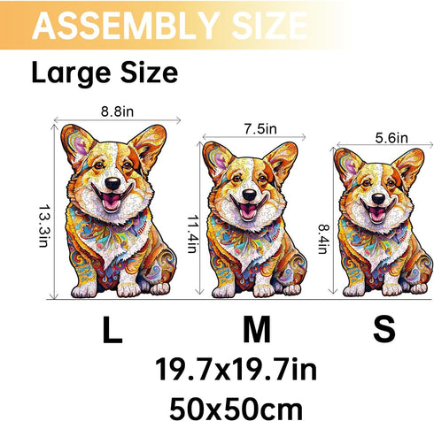 Wooden Puzzles for Adults, Clever Corgi Wooden Jigsaw Puzzles, Unique Animal Shape Wood Cut Puzzles