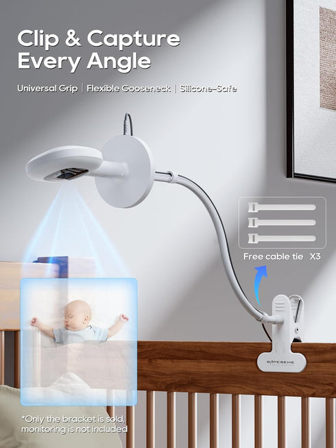 SAPESEHE Baby Monitor Mount - Universal Adjustable Baby Camera Clip Mount for Nanit, Hello Baby, Nanit Pro, Kasa & Most