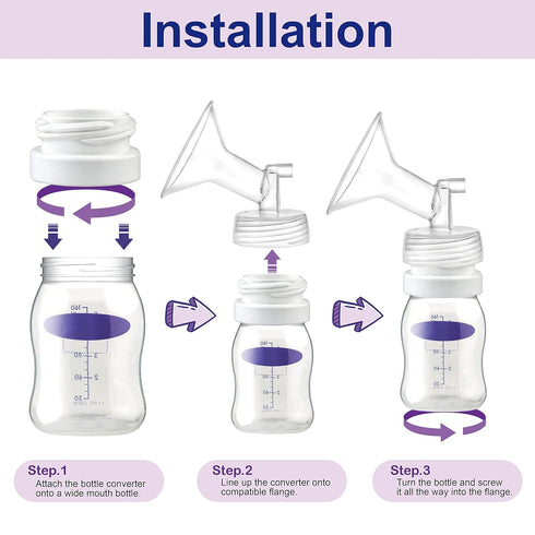 Maymom Bottle Thread Changer - Compatible with Spectra 9 Plus S1 S2 Flange, 4pc/pk for Lansinoh Mam Pigeon Bottle