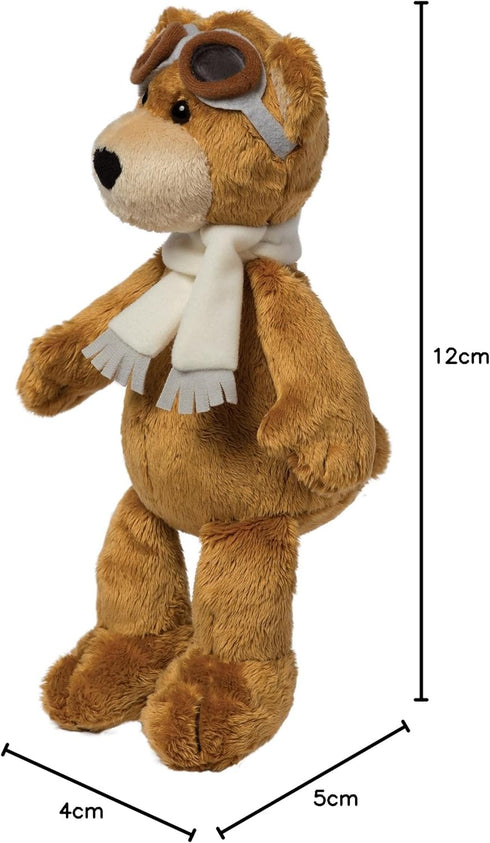 Manhattan Toy Aviator Teddy Bear, 12" Stuffed Animal Plush with Soft Goggles and Scarf