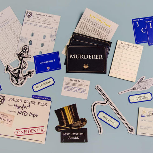 Talking Tables Reusable Murder Mystery Game, Death on The Boat, Interactive Family Dinner Party Game for 5-12 Players
