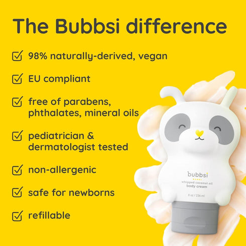 8oz) Bubbsi Whipped Coconut Oil Baby Lotion for Eczema, Dry Skin, Baby Acne, KP | Organic Coconut Oil, Shea Butter