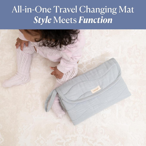 Toddlekind Mini Maven Portable Changing Pad Travel Diaper Clutch for Babies, Organic Cotton & Water-Resistant, Compact