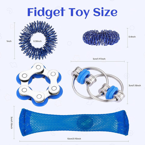 8 Pack Pcs Sensory Fidget Toys Flippy Roller Bike Chain Fidget Spinner Anxiety and Stress Relief Silent Tools Mesh