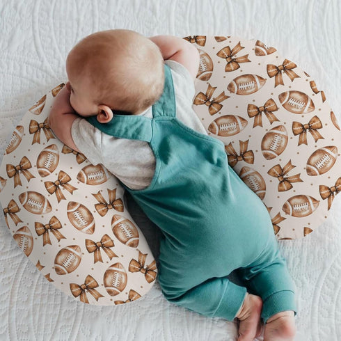 Vintage Football Bows Nursing Pillow Covers for Boy Girl American Football Game Nursery Feeding Pillowcase