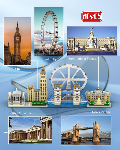 Set (3076 dOvOb Architecture London Skyline Collection Micro Mini Blocks Model Kit and Gift for Kids and Adults Pieces)