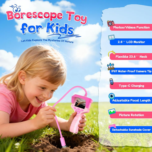 FunforFun! 5 6 7 8 9 10 32G Borescope Snake Camera with Light, Kids Outdoor Toys for Year Old Girl, STEM Educational