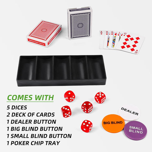 Poker Chip Travel Set - 100PCS 5 Color Professional Poker Chips in Cardboard Gift Box for Casino Card Games