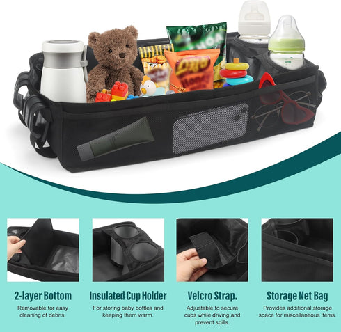 W4 W4, W4 (20.47"9.84"4.92") Stroller Snack Tray for Wonderfold Wagon Stroller Cup Holder Toy Storage Wagon Accessories