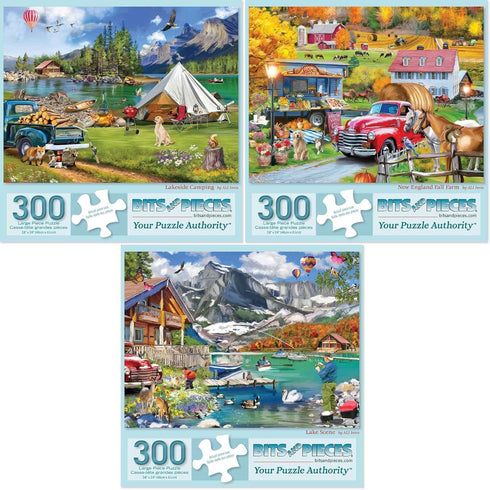 Bits and Pieces Value Set of Three Large 300 Piece Jigsaw Puzzles