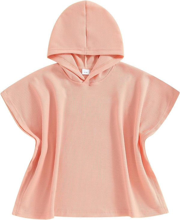 Owl's-Yard Kid's Beach Towel with Hood Waffle Loose Fit Swim Cover Up Little