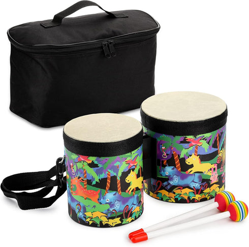 Tosnail 5" and 6" Bongo Drum with Storage Bag and Mallets, Hand Drum Kids Drum Set, Musical Toy for Kids