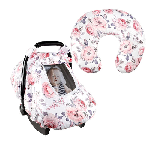 Baby Car Seat Cover and Nursing Pillow Cover Girls, Winter Car Seat