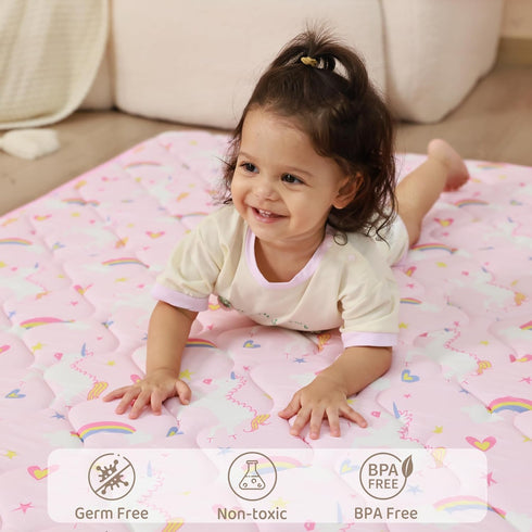 50" 50", Viviland Baby Play Mat x Extra Thick Big Baby Mat for Baby/Toddler, Non-Slip & Machine Washable (Pink Unicorn)