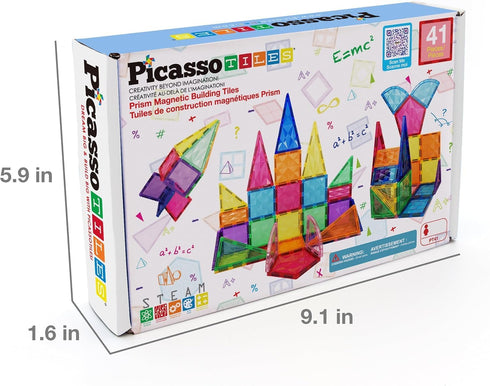 Set Playset 3+ PT41 PicassoTiles Magnetic Tiles Building Block Construction Toy Prism Magnet Tile Blocks STEM STEAM