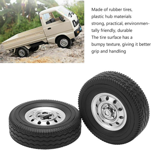 VBESTLIFE RC Tires Set Replacement, Rubber Tires with Plastic Hubs for D12mini Upgrade Parts, RC Rim Accessories