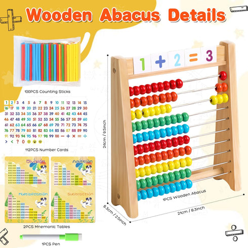 5-7 Counters Counting 3-5 6-8 4 1-100 Wooden Abacus for Kids Math Games for Kids Abacus Homeschool Toys for Boys Girls