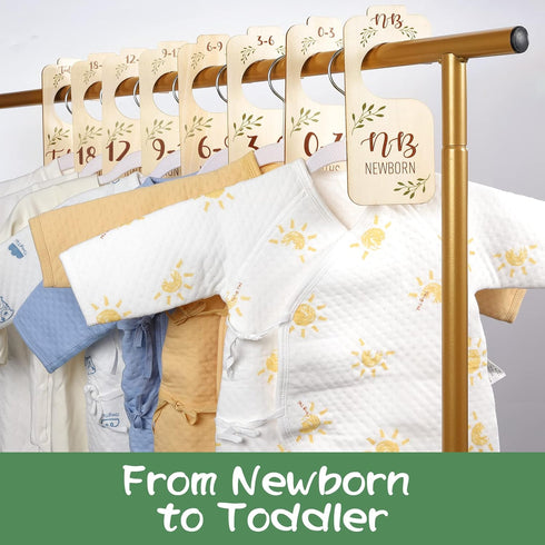 Closet Set 8 24 Baby Dividers for Clothes Organizer - of Beautiful Wooden Double-Sided Baby Clothes Size Hanger