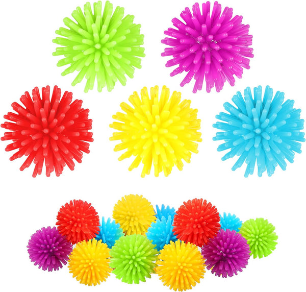 HyDren Mini Spiky Porcupine Balls Stress Toy, 25 Pack, Multi Color, 1.18 Inches, Fidget Sensory Toy for Teens and Adults