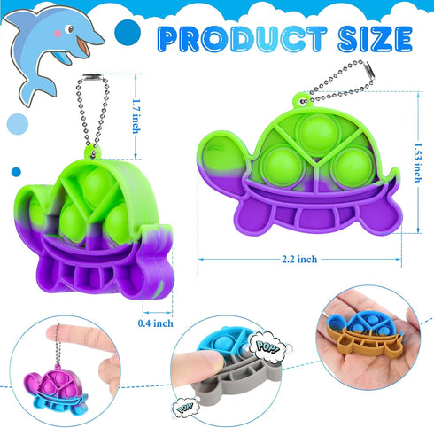 Pop Fidget Toys Bulk, 30 PCS Mini Pop Keychain Turtle Toys, Sensory Fidget Toy Pack for Kids Classroom Prizes