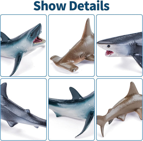 10PCS 5-6" Sea Animal Toys for Toddlers, Bath Ocean Animal Whale Shark Figurines Toys for Kids, Cake Toppers Birthday