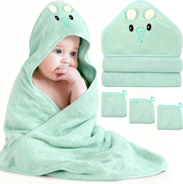 Sublaga 4 PCS Baby Towel Set, Hooded Bath Towel for Infants, Toddlers and