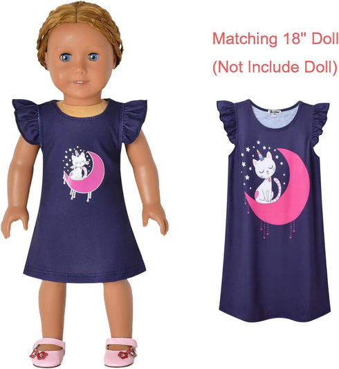 Jxstar Matching Nightgowns for Girls and Dolls - Princess Pajamas