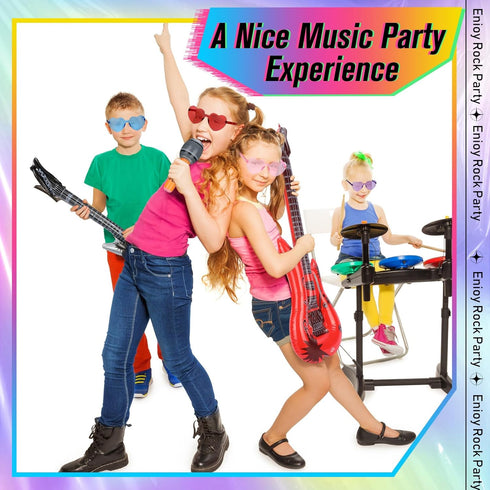 36 Set 12 12 12 1 Pcs Inflatable Rock Star Toy Include Inflatable Guitars Microphones Colorful Heart Shaped Sunglasses