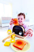 Set| Playset 3 Hape Wooden Black Pop up Toaster Pretend Play Kitchen with Toast, Butter and Honey for Preschoolers Ages