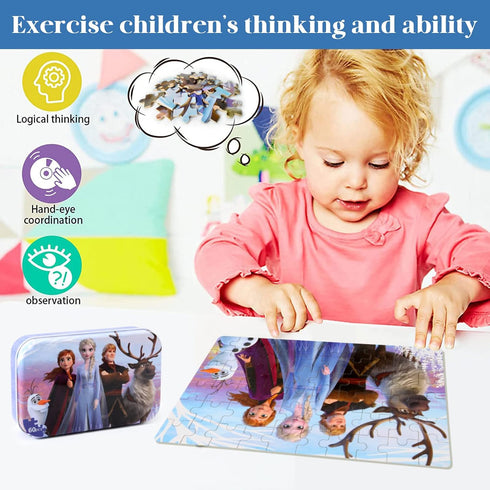 Puzzles for Kids Ages 4-8 - 60 Pieces Puzzles for Kids Ages 3-5 - Metal Box Learning Educational Toys