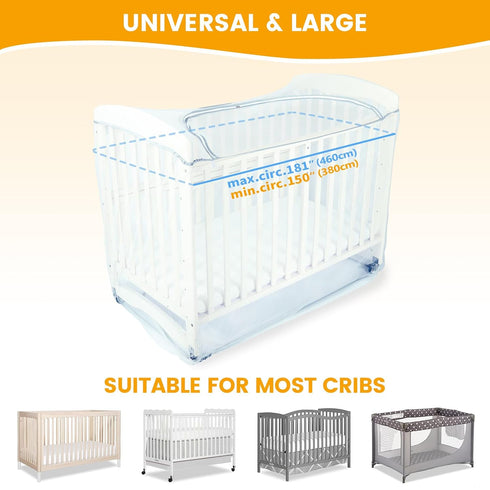 Orzbow Baby Crib Tent, Encrypted Mosquito Net for Crib with Two-Way Zippers, Durable Mesh Cover for Baby Safety