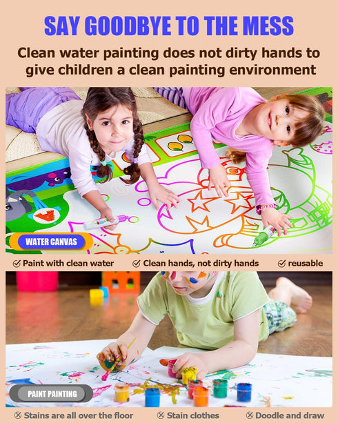 2 1 Mat,60 40 Inch Backpack,Hopscotch 3-12 in Water Doodle x Extra Large Drawing Mat with Rug Design on