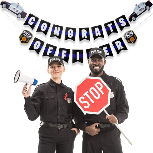 Sumind 12 Pieces Police Party Decorations, Hanging Swirls and Jointed Banners for Birthday Graduation Party Supplies