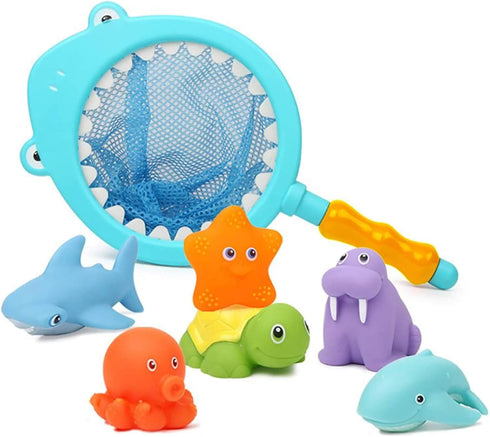 Bath Toy Water Spraying Discoloration Floating Animals, Shark Fishing Play Set for Babies and Kids