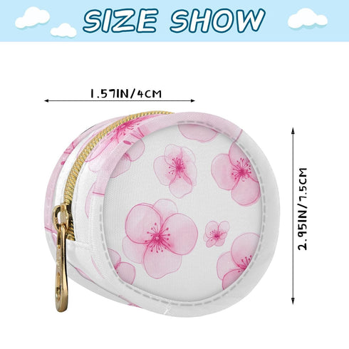 Cherry Blossom Round Pacifier Storage Case with Zipper, Portable Pacifier Case for Travel, Diaper Bag & Purse, Pacifier