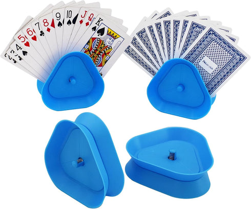 Yuanhe Triangle Shaped Playing Card Holders - Hands-Free Poker Game Card Holder Trays, Set of 4.