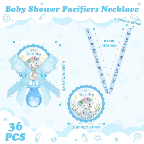 36 Remuuly Pcs Baby Shower Pacifiers Necklace Bulk Acrylic Pacifiers Charm for Gender Reveal Party Favors Table Scatter