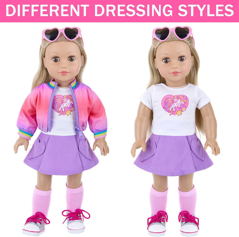 18 Inch Set Playsets Backpack American Doll Clothes and Makeup Accessories - Dolls Makeup and Outfit Bundle
