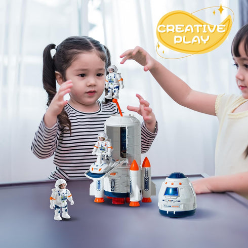 3-5 Wbzle Space Rocket Toys, Rocket Ship with Astronaut Toy for Educational, Concentration, Learning Rocket Fun Space