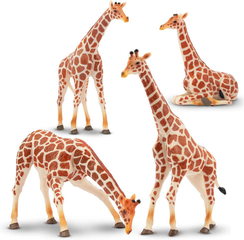 Toymany 4PCS Realistic Giraffe Figurines Playset - Includes Giraffe Cub, Educational Toy for Kids