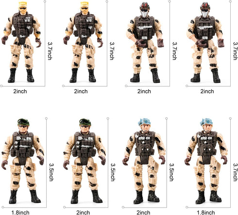 HOSPONY 56-in-1 4-7 6-8 8-12, Army Men Toys for Boys Military Truck/Helicopter/Kayak Boat/Motorcycle/Army Men Action