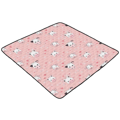 KUEJOP 50x50 inch Tummy Cute Pink Cow Pattern Prints Baby Play Mat for Floor, Playpen Mat,Thicken Soft Non-Slip Time
