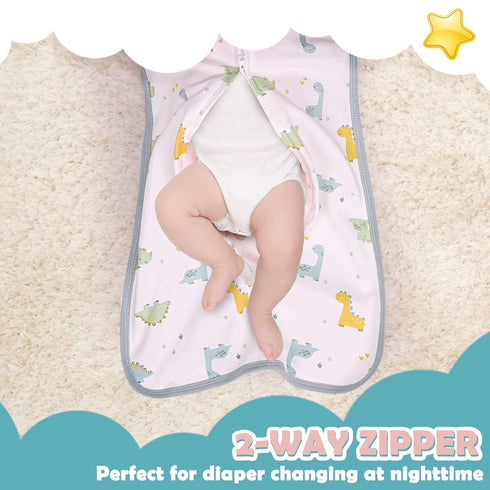JULYFIRE 2 Pack 2 2 1 100% 3-6 Transition Swaddle with Way Zipper, in Arms in/Out Transitional Arms Up Swaddle, Cotton