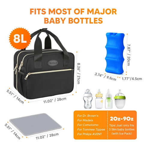 Pack, PIIOSER Breastmilk Cooler Travel Bag with Ice Compatible with Wearable Breast Pumps & Accessories - Portable