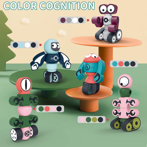 TEMI Magnets Robot Toy for Boys Ages 3-7, Transforming Magnetic Building Blocks for Learning and Fun