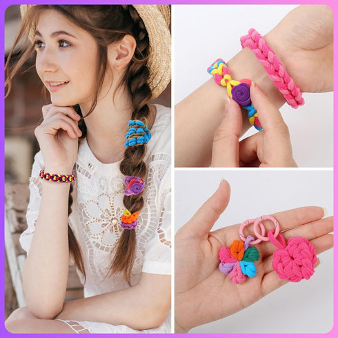 1000+ 7-12 FUNiOi Kids Art and Craft Kit, Rubber Band Bracelet Make Toy, Cat Weaving Comb, Colorful Hair Ties, DIY